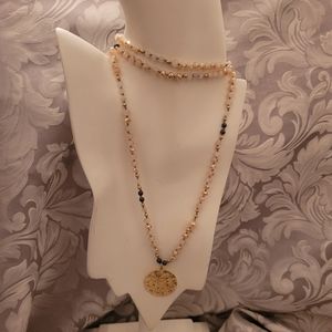 NEW Soto Quartz and Gold Filigree Medallion Necklace